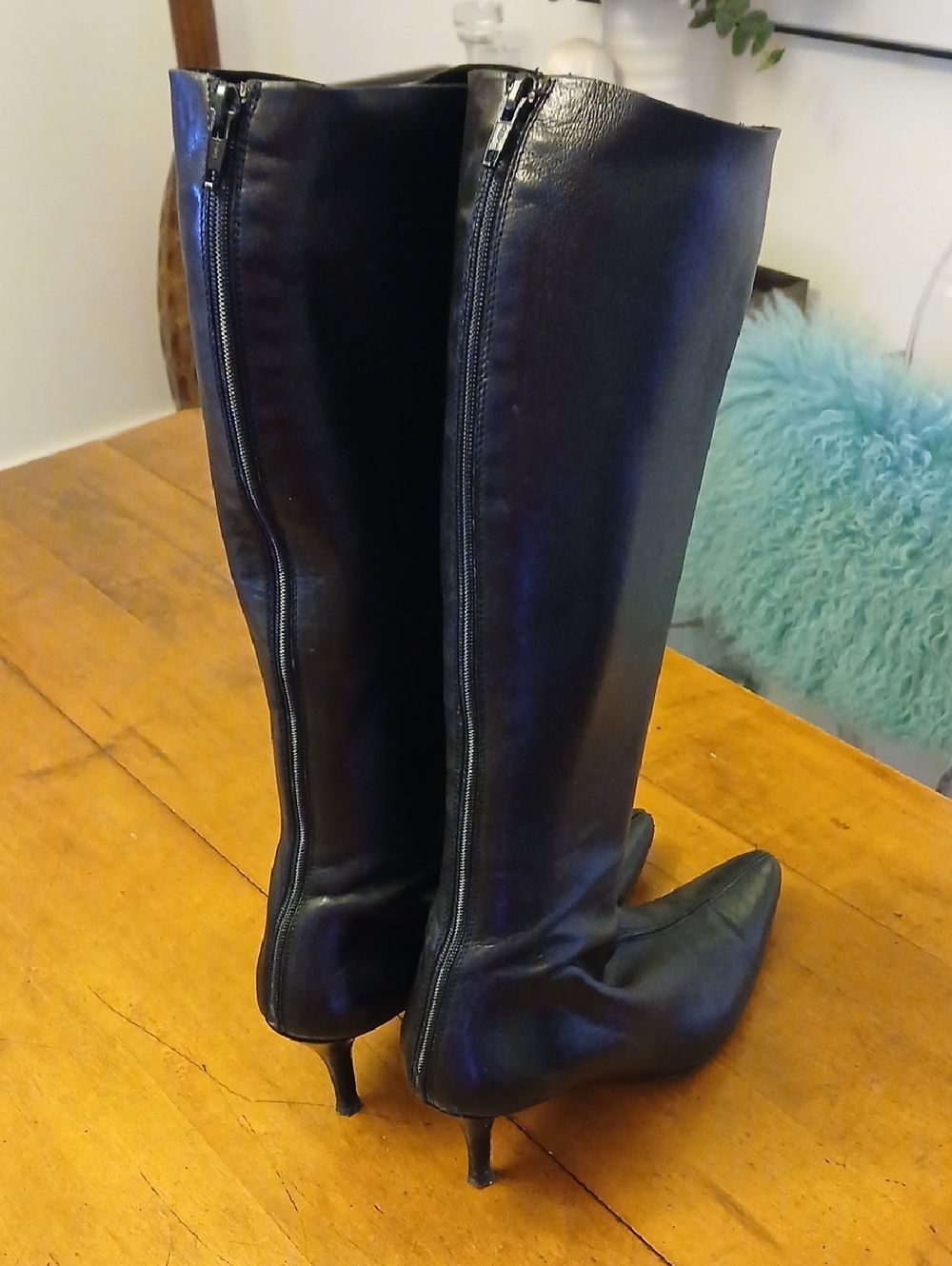 Walter Steiger Black  Leather Boots with Back Zipper